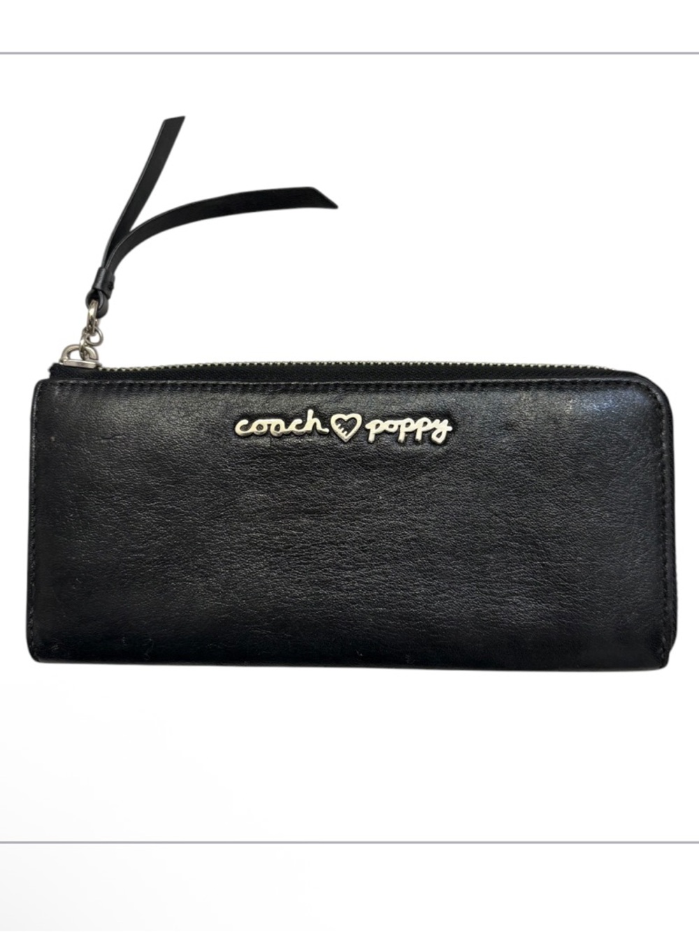 Coach vintage y2k Poppy Black Zip-Around Wallet with rare legacy striped lining